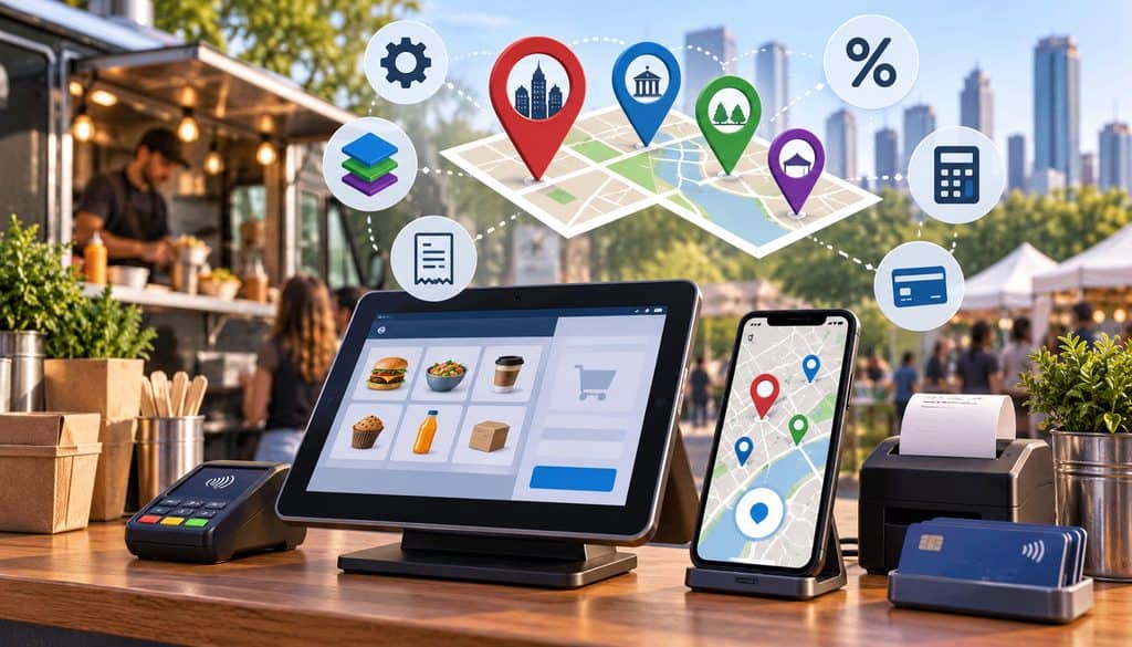 Mobile POS with location-based tax profiles and map pins